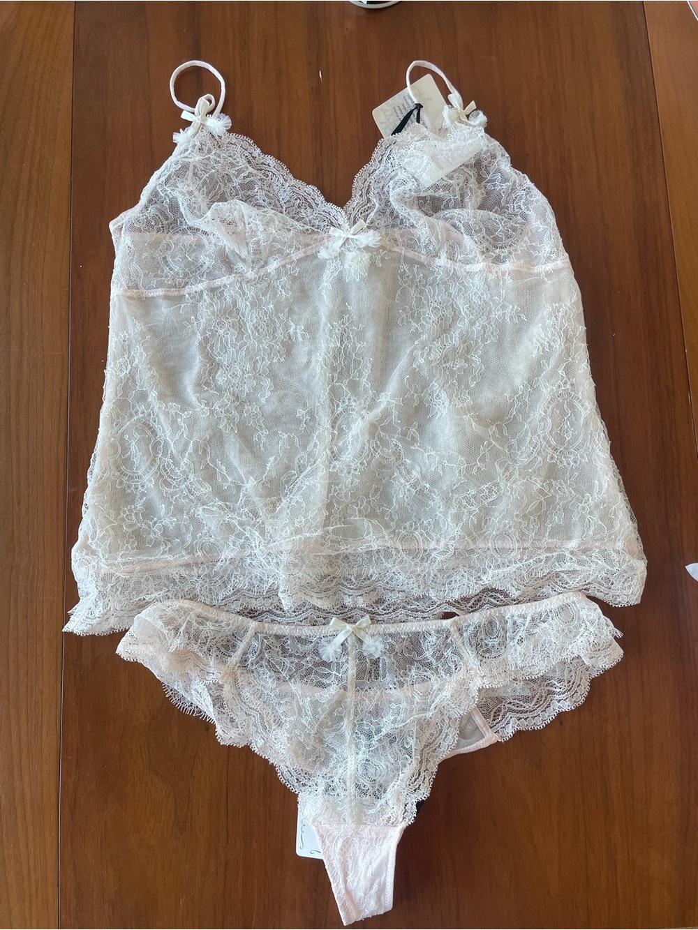 Chantal Thomass Ivory Lace Camisole & Thong Set